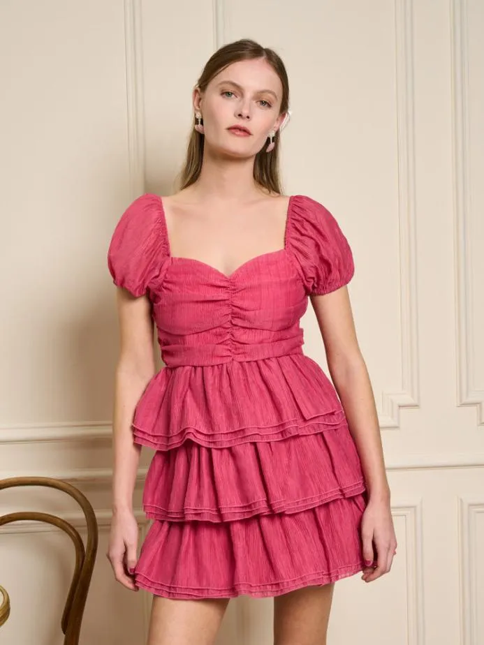 Sister Jane Dresses Women Raspberry Ruffle Mini Dress Hot Pink