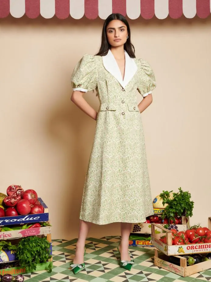 Sister Jane Dresses Women Vine Jacquard Midi Dress Ditsy Floral Pink