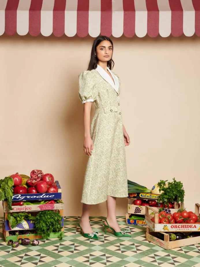 Sister Jane Dresses Women Vine Jacquard Midi Dress Ditsy Floral Pink Sister Jane Dresses Women Vine Jacquard Midi Dress Ditsy Floral Pink