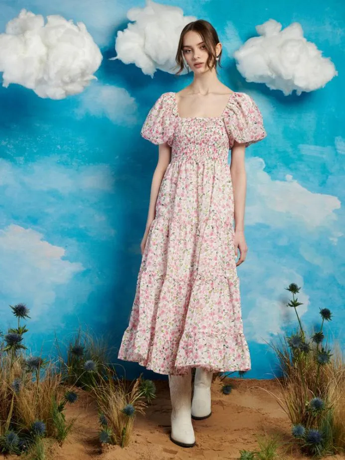 Sister Jane Dresses Women Wild Hearts Midi Dress White Floral Pink