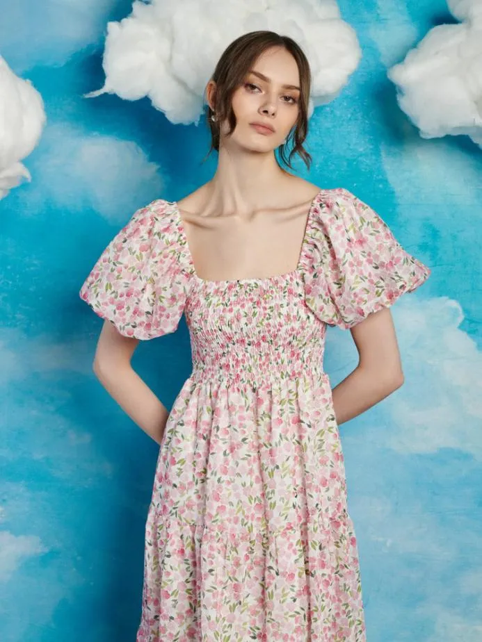 Sister Jane Dresses Women Wild Hearts Midi Dress White Floral Pink Sister Jane Dresses Women Wild Hearts Midi Dress White Floral Pink