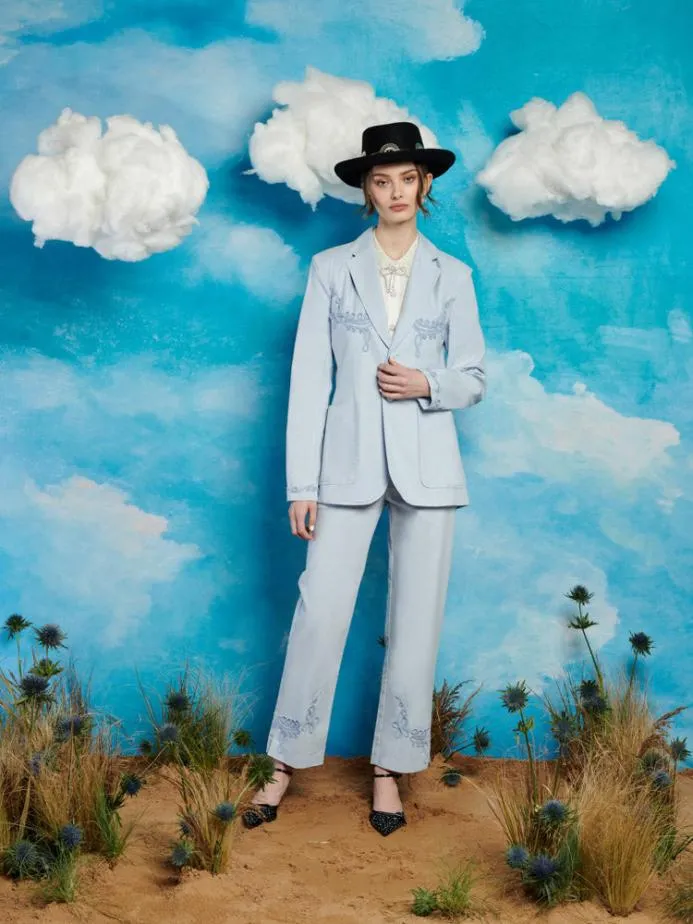 Sister Jane Jackets Men Albert Cording Single Breasted Blazer Pastel Blue