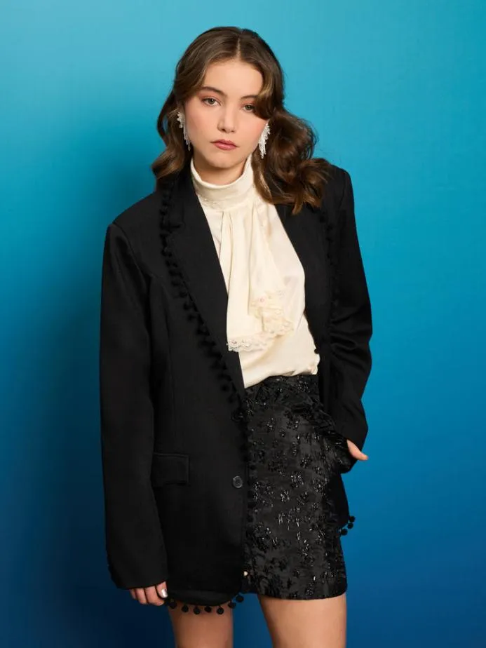 Sister Jane Jackets Women Cory Pom Pom Blazer Black Ink