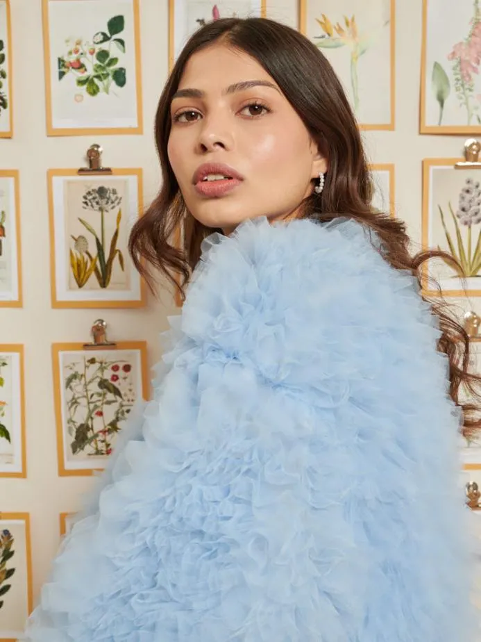 Sister Jane Jackets Women DREAM Lillie Tulle Bomber Jacket Teapot Blue