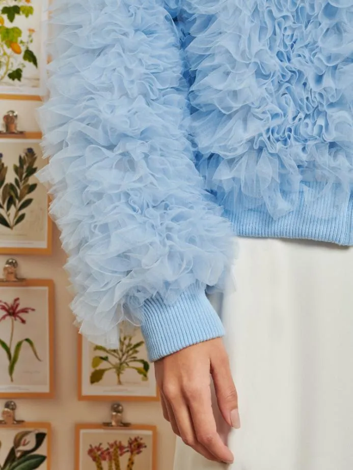 Sister Jane Jackets Women DREAM Lillie Tulle Bomber Jacket Teapot Blue