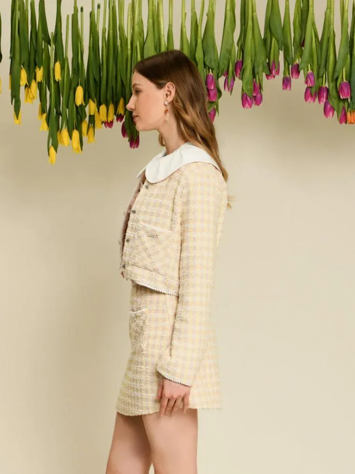Sister Jane Jackets Women DREAM Meadow Check Tweed Jacket Cornsilk Yellow