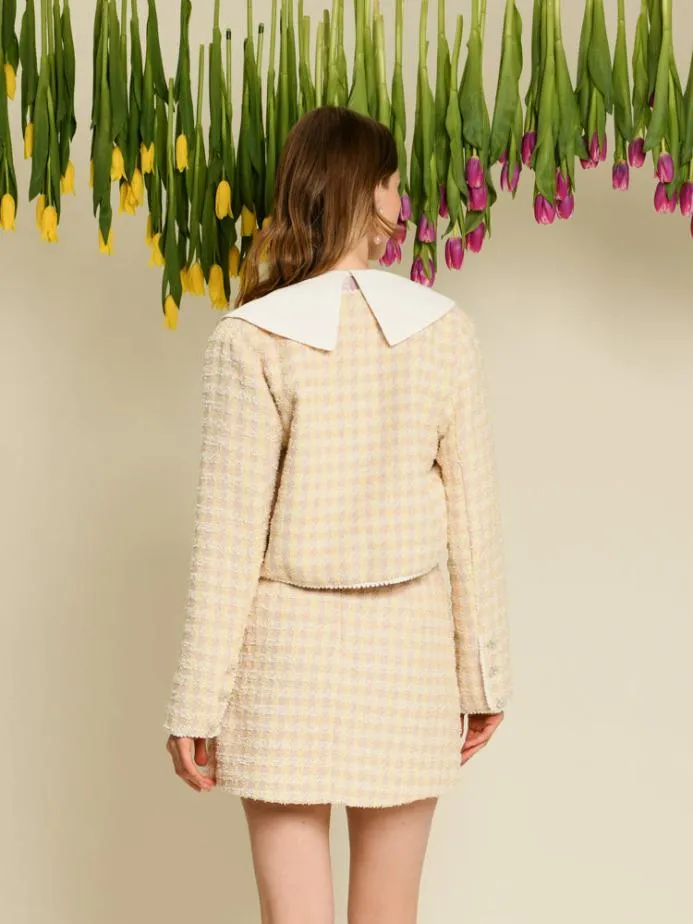 Sister Jane Jackets Women DREAM Meadow Check Tweed Jacket Cornsilk Yellow