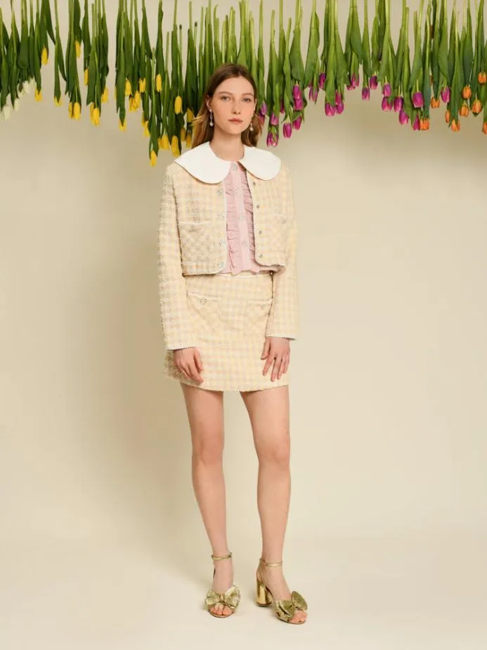 Sister Jane Jackets Women DREAM Meadow Check Tweed Jacket Cornsilk Yellow