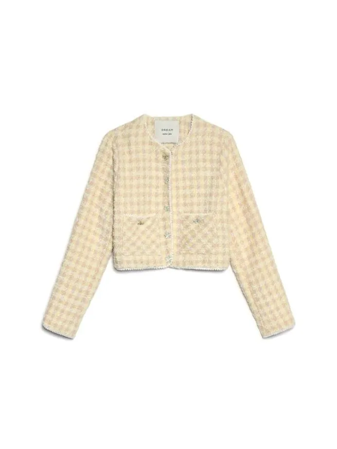 Sister Jane Jackets Women DREAM Meadow Check Tweed Jacket Cornsilk Yellow