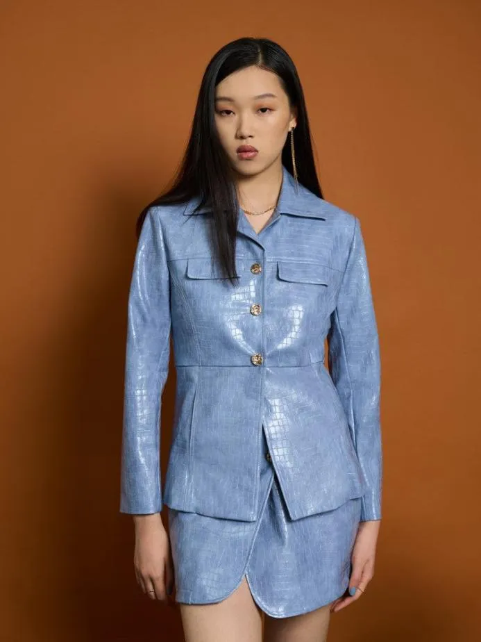Sister Jane Jackets Women Ghospell Nix PU Jacket Stone Blue