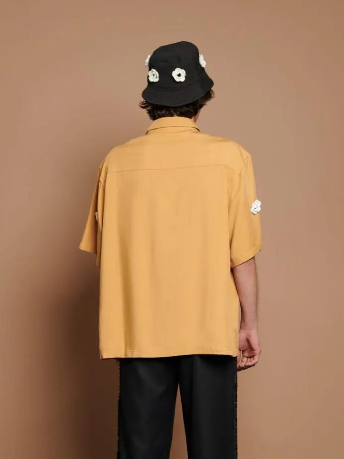 Sister Jane Shirts Men Coast Crochet Boxy Shirt Mustard Yellow