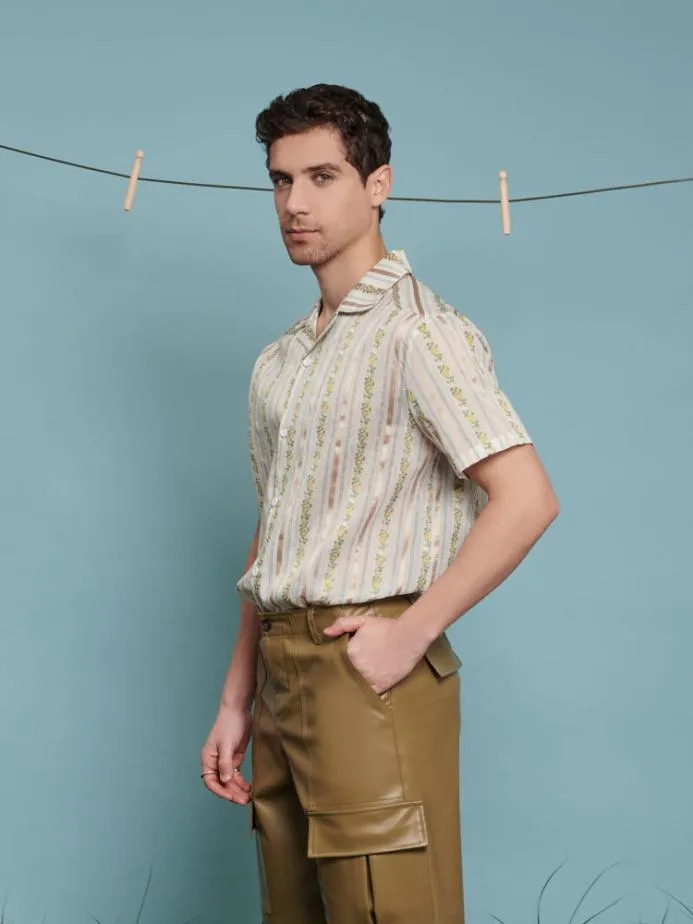 Sister Jane Shirts Men Ezra Revere Collar Shirt Ivory Gold
