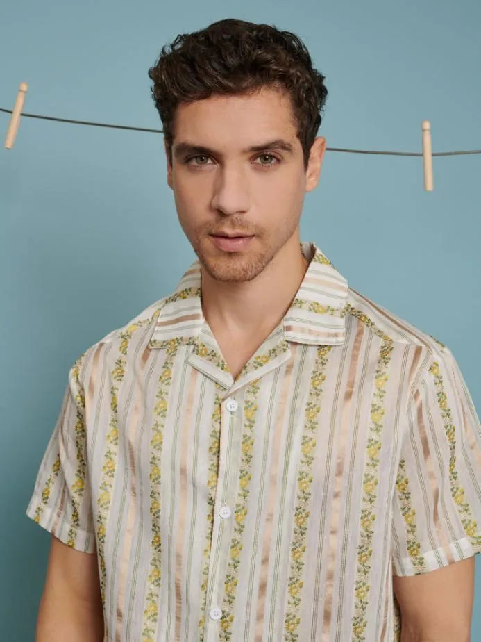 Sister Jane Shirts Men Ezra Revere Collar Shirt Ivory Gold