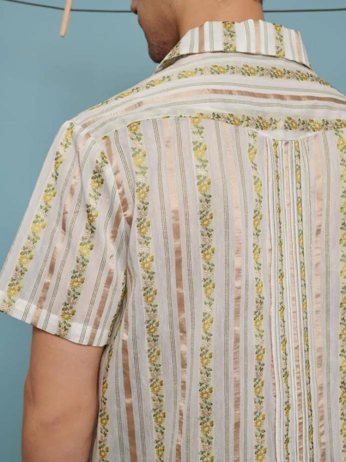 Sister Jane Shirts Men Ezra Revere Collar Shirt Ivory Gold