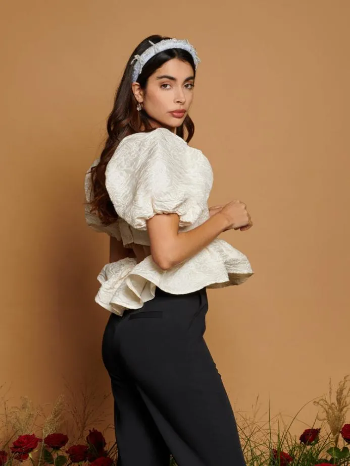 Sister Jane Tops Women DREAM French Rose Jacquard Top Ivory
