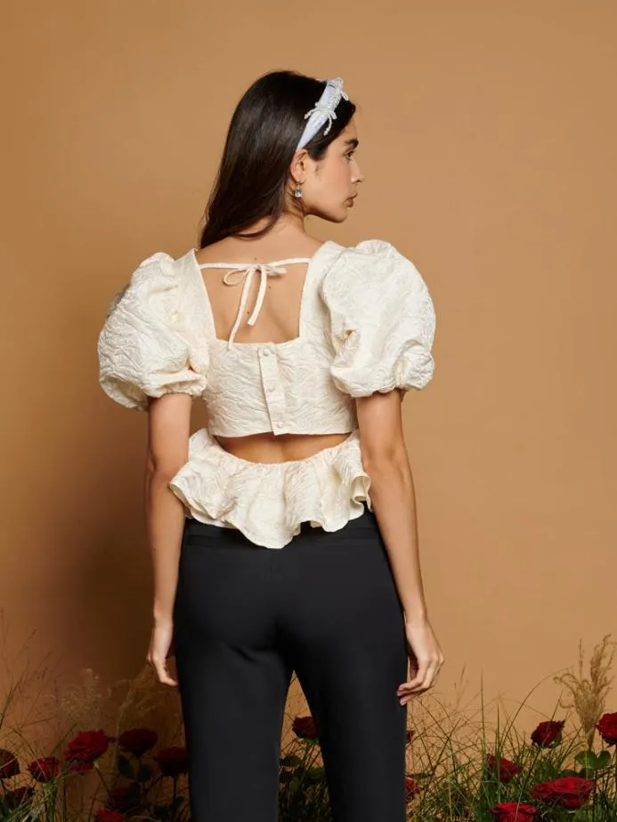Sister Jane Tops Women DREAM French Rose Jacquard Top Ivory