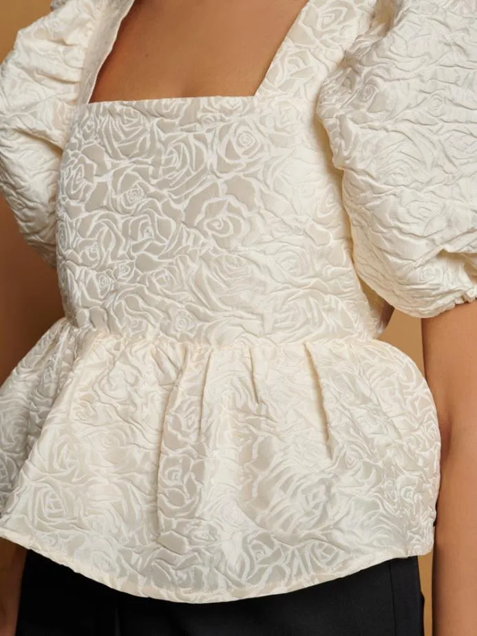 Sister Jane Tops Women DREAM French Rose Jacquard Top Ivory
