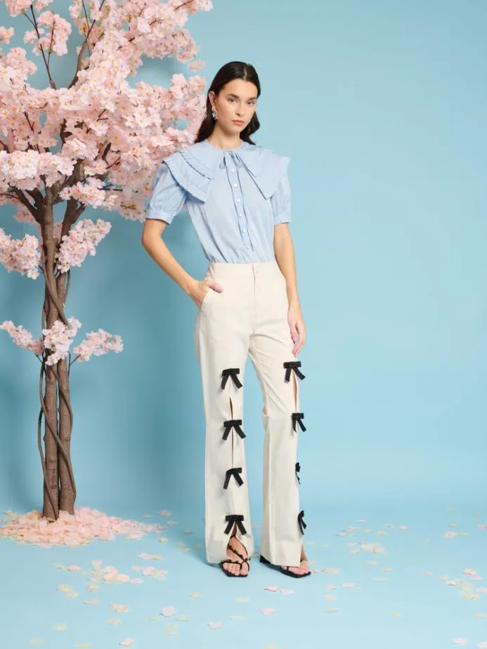 Sister Jane Tops Women Flutter Pleat Blouse Cornflower Blue