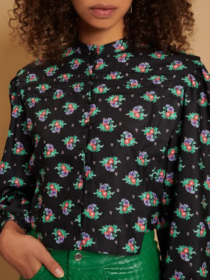 Sister Jane Tops Women Ghospell Lois Floral Top BlackWhiteGreen White Sister Jane Tops Women Ghospell Lois Floral Top BlackWhiteGreen White