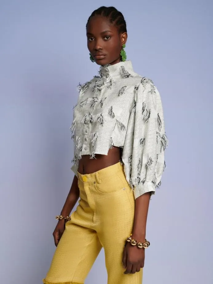 Sister Jane Tops Women Ghospell Lulu Fray Cropped Shirt Dusty White