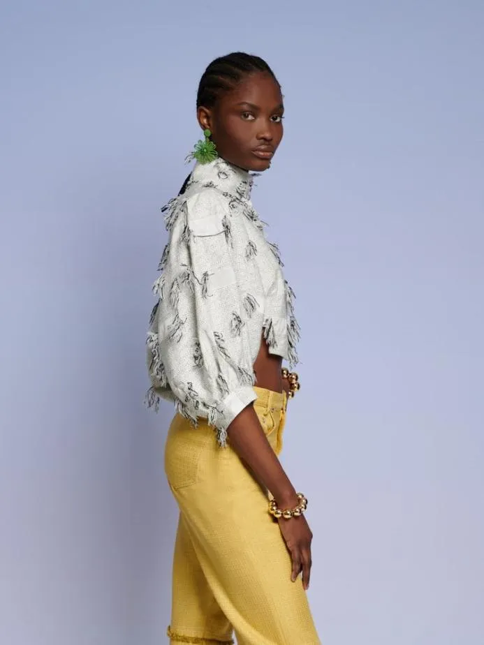 Sister Jane Tops Women Ghospell Lulu Fray Cropped Shirt Dusty White Sister Jane Tops Women Ghospell Lulu Fray Cropped Shirt Dusty White