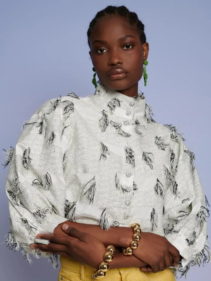 Sister Jane Tops Women Ghospell Lulu Fray Cropped Shirt Dusty White Sister Jane Tops Women Ghospell Lulu Fray Cropped Shirt Dusty White
