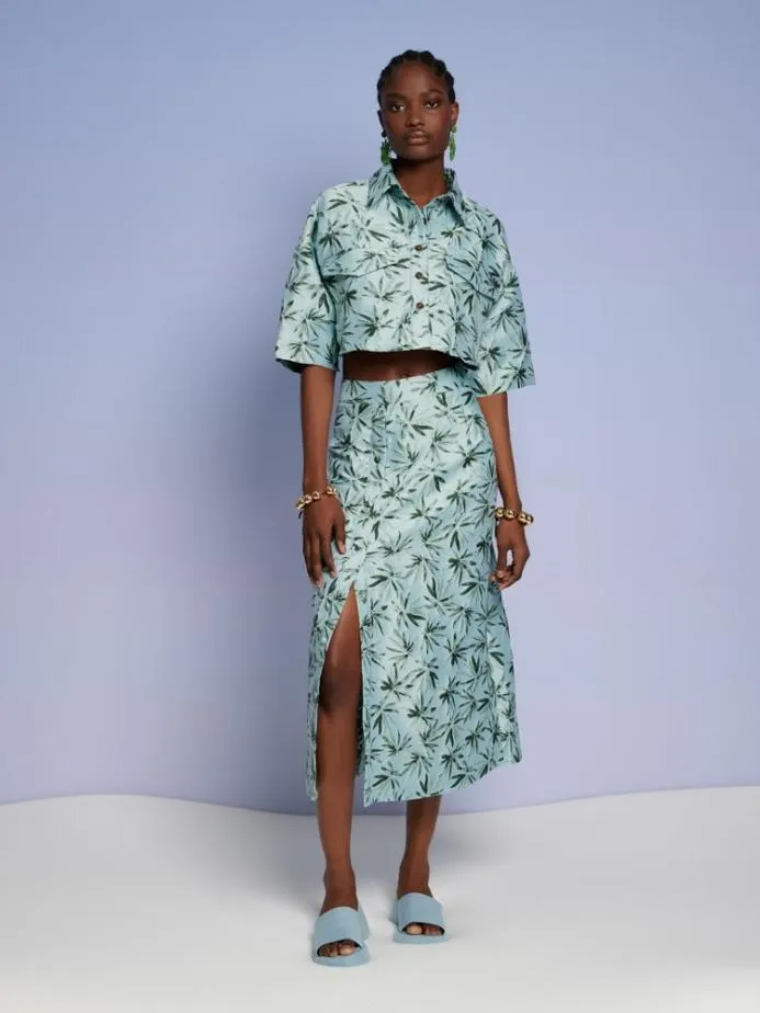 Sister Jane Tops Women Ghospell Palmer Button Cropped Shirt Celadon Green