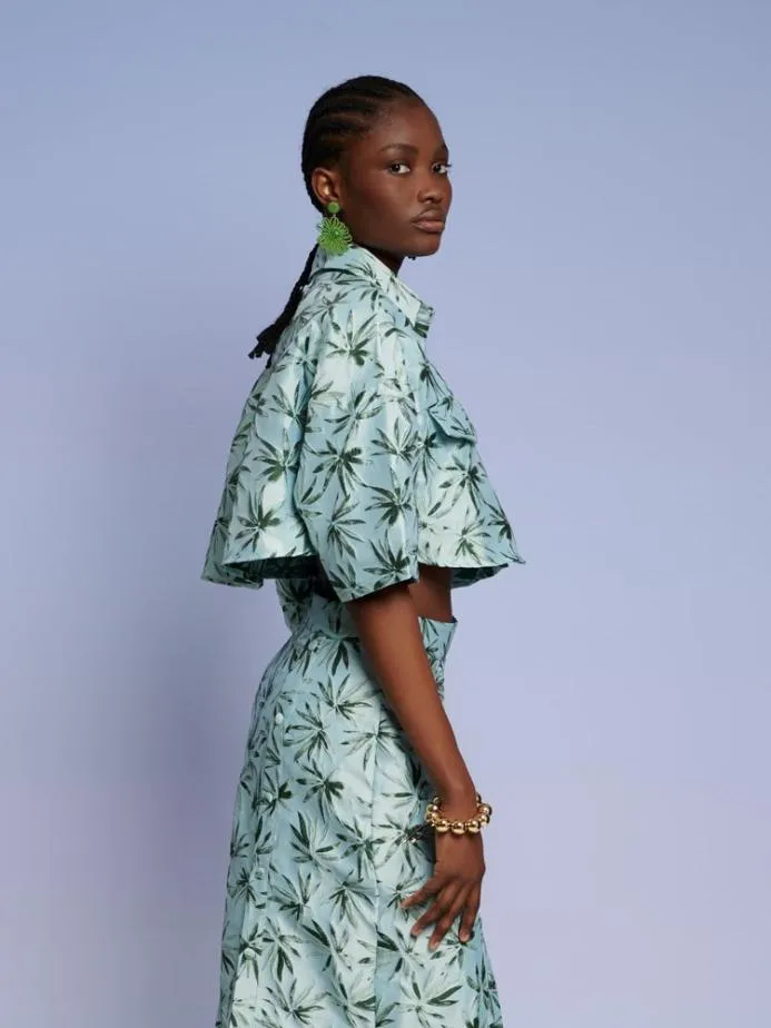 Sister Jane Tops Women Ghospell Palmer Button Cropped Shirt Celadon Green