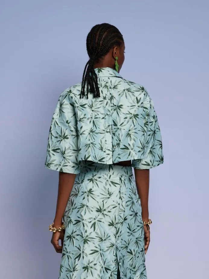 Sister Jane Tops Women Ghospell Palmer Button Cropped Shirt Celadon Green