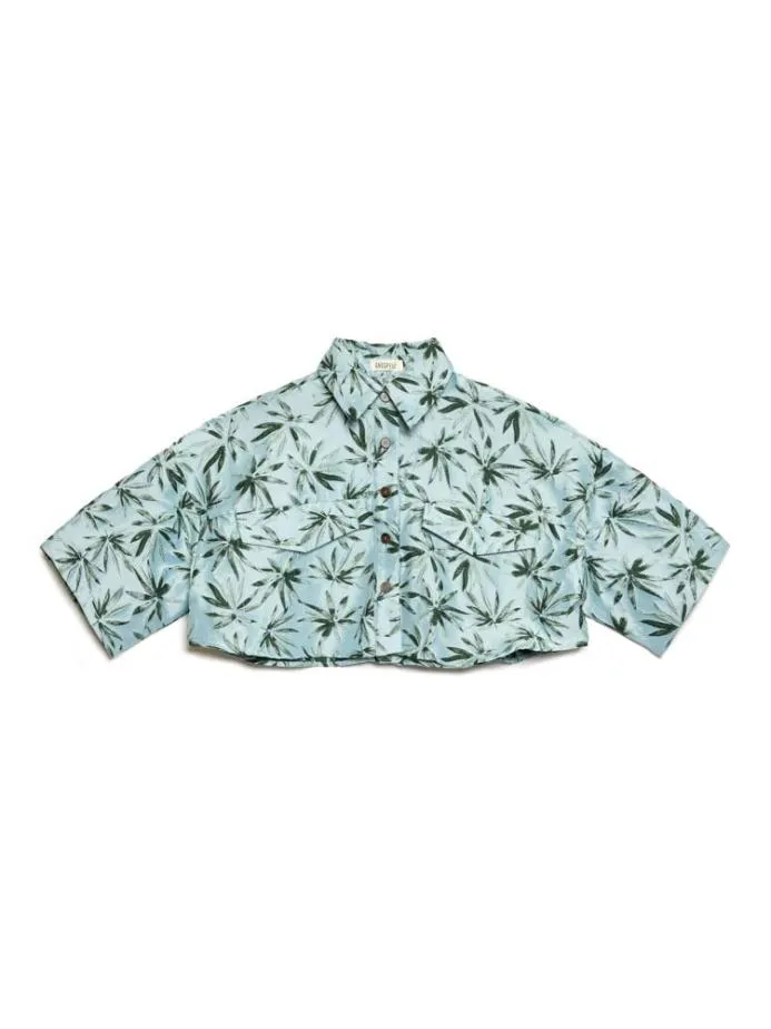 Sister Jane Tops Women Ghospell Palmer Button Cropped Shirt Celadon Green