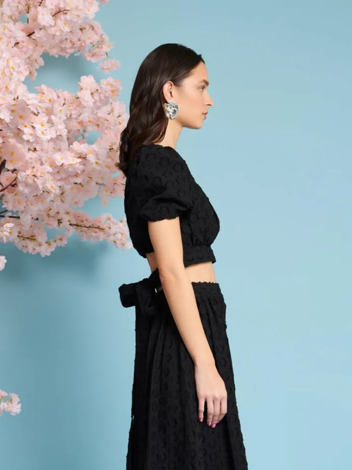 Sister Jane Tops Women Mara Jacquard Bow Top Coal Black
