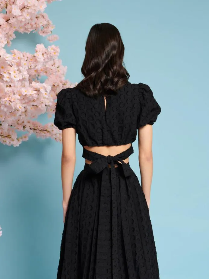 Sister Jane Tops Women Mara Jacquard Bow Top Coal Black