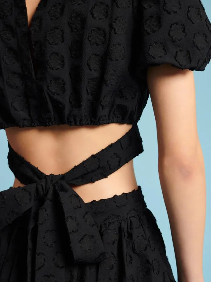 Sister Jane Tops Women Mara Jacquard Bow Top Coal Black