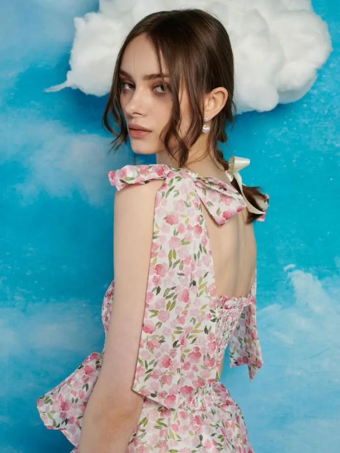 Sister Jane Tops Women Wild Hearts Cropped Top White Floral Pink