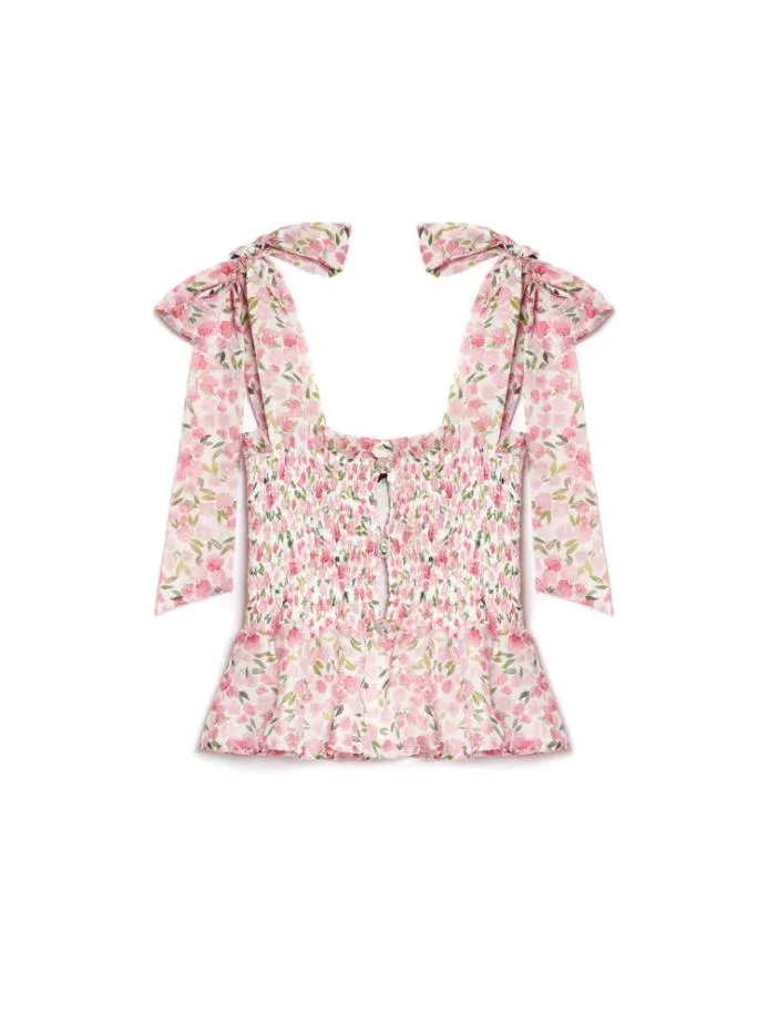 Sister Jane Tops Women Wild Hearts Cropped Top White Floral Pink