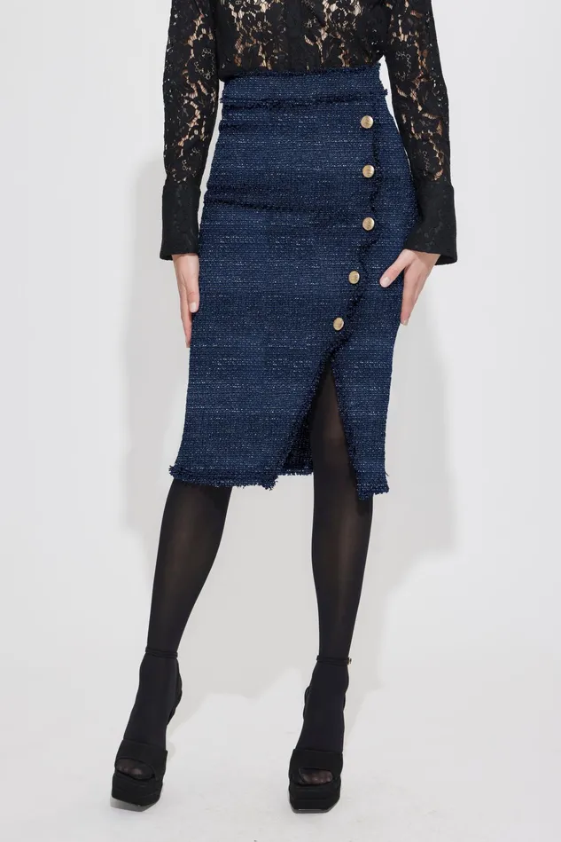 Skirts Women Generation Love Clothing CHANTEL TWEED SKIRT Navygold