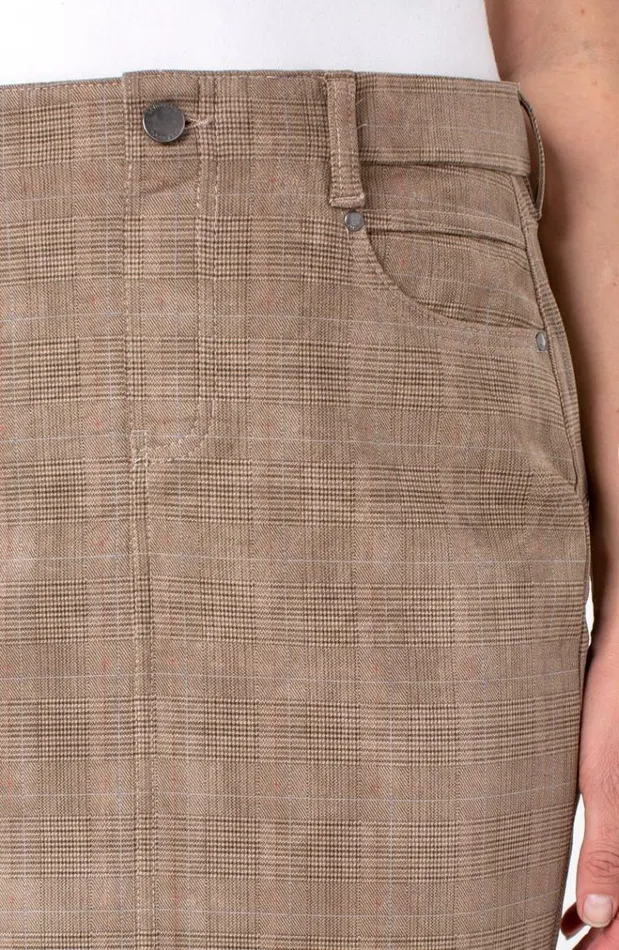 Skirts Women Liverpool Los Angeles Gia Glider Pencil Skirt Faux Suede Light Tan Glen Plaid