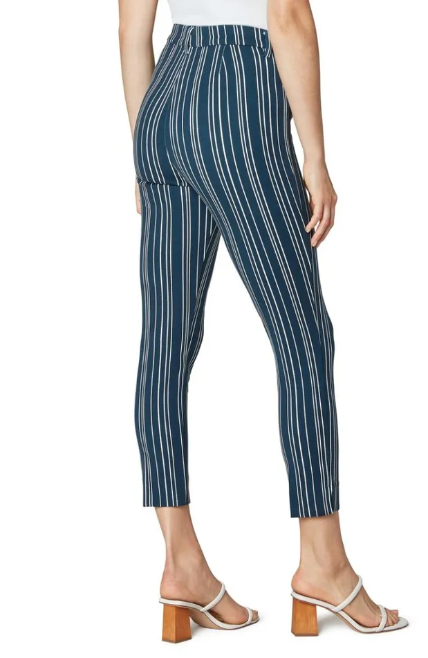 Slim Women Liverpool Los Angeles Sierra Slim Trouser With Slit Hem Dark Harbor Abstract Stripe