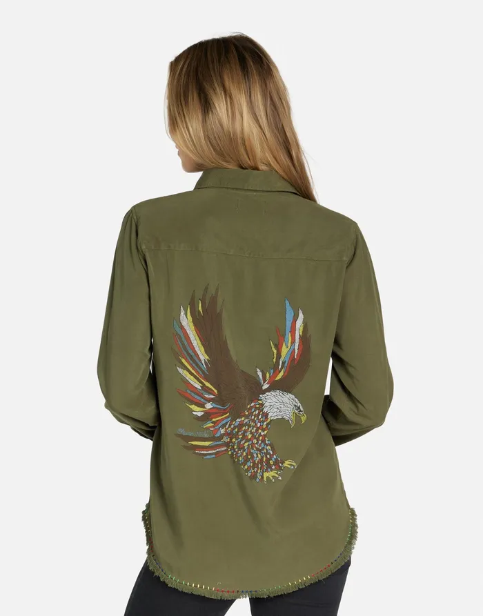 Sloane Vintage Eagle Military Women039s Lauren Moshi Long Sleeve