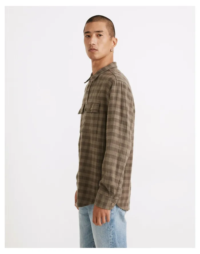 Slub Flannel Perfect Long Sleeve Shirt In Plaid Pressed Sage Men Madewell Shirts