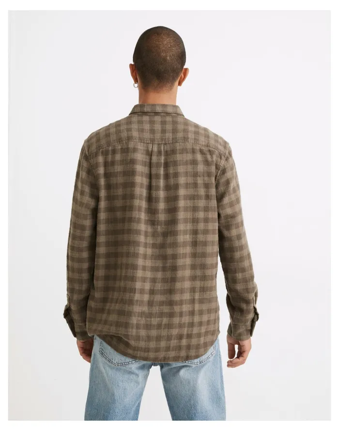 Slub Flannel Perfect Long Sleeve Shirt In Plaid Pressed Sage Men Madewell Shirts