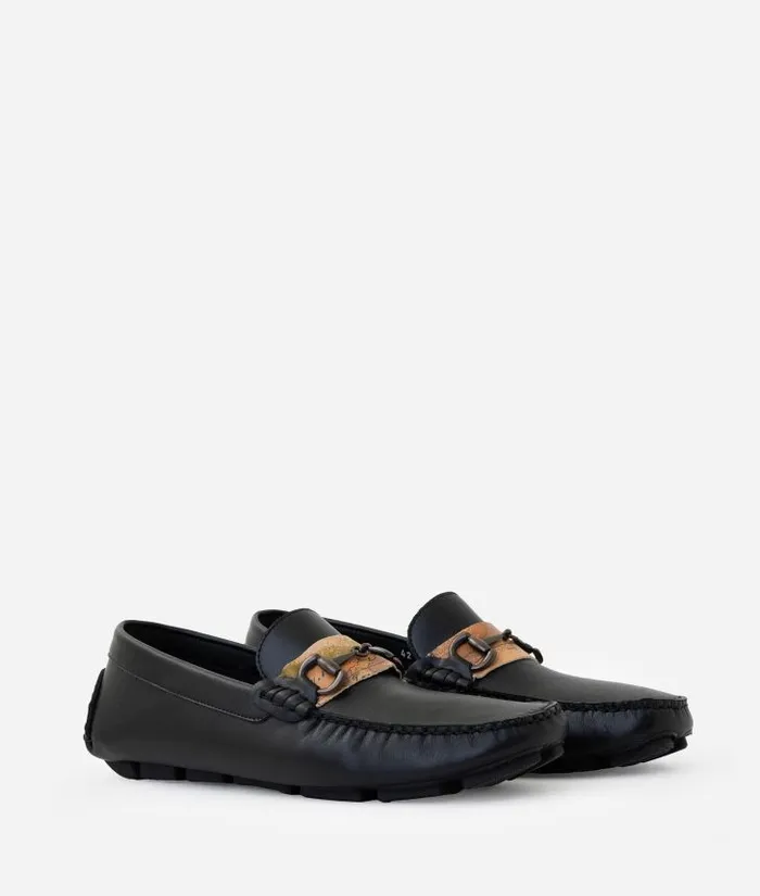 Smooth Leather Moccasins Black Man Alviero Martini Sneakers and Ankle Boots