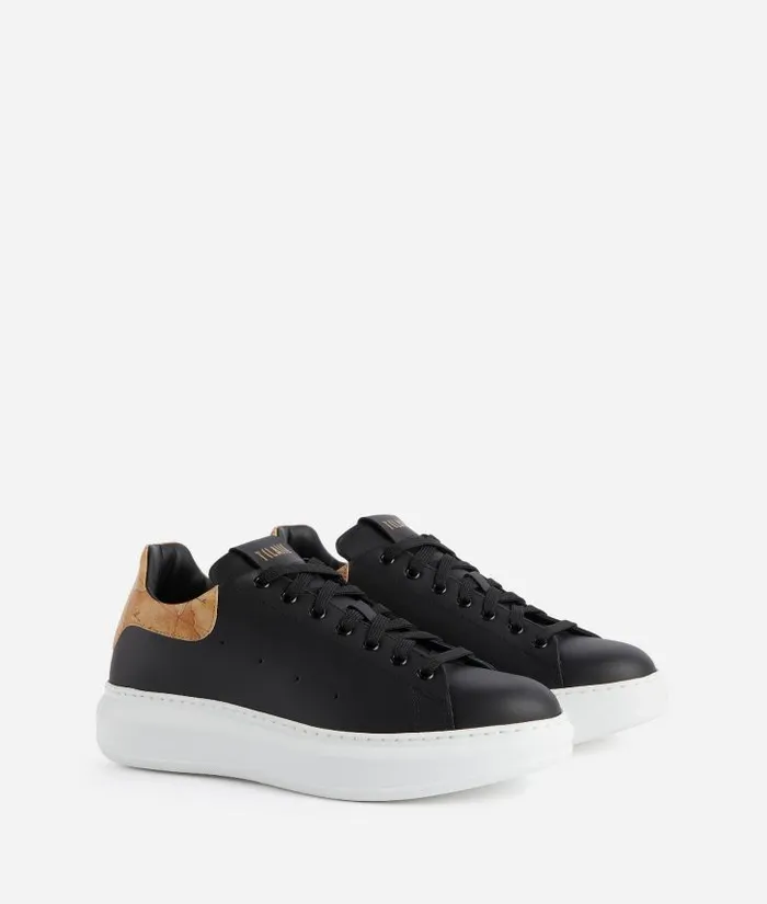 Smooth Leather Sneakers Black Man Alviero Martini Sneakers and Ankle Boots