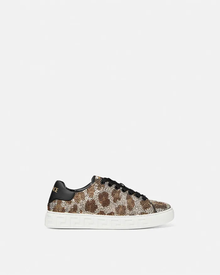 Sneakers Women Versace Crystal Leopard Greca Sneakers Animalier