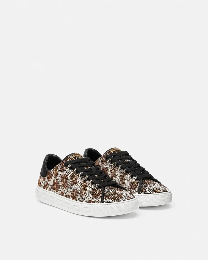 Sneakers Women Versace Crystal Leopard Greca Sneakers Animalier
