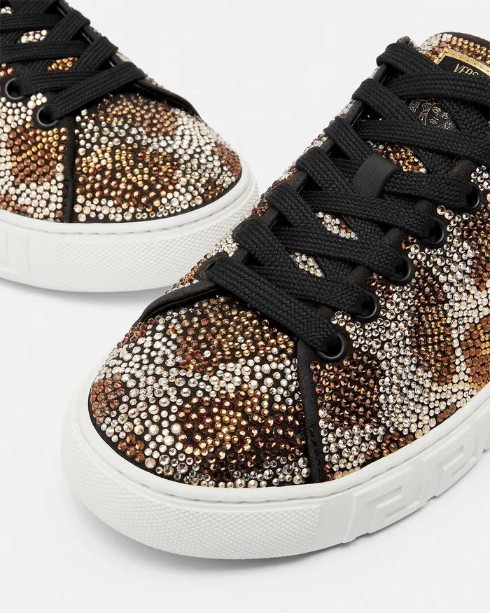 Sneakers Women Versace Crystal Leopard Greca Sneakers Animalier