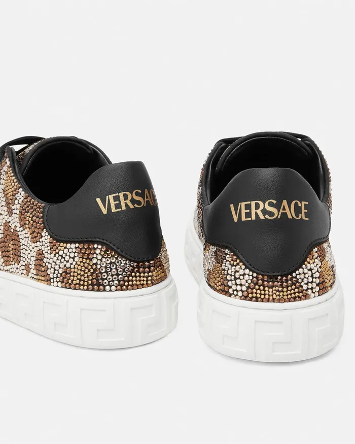 Sneakers Women Versace Crystal Leopard Greca Sneakers Animalier