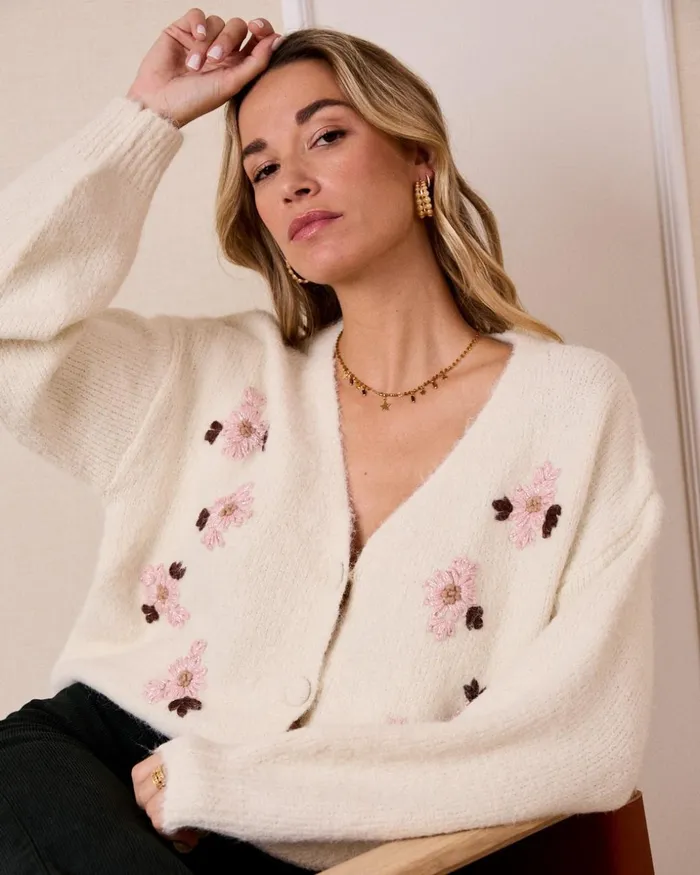 Sofia Knitted Cardigan Raw Women Polin Et Moi Cardigans And Sweaters