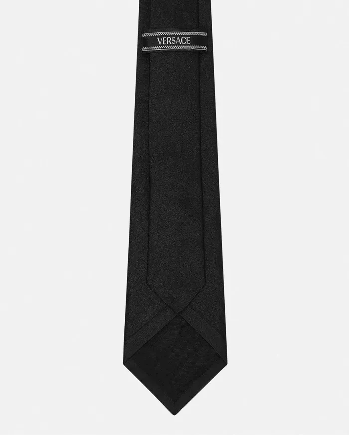 Soft Accessories Men Versace Barocco Jacquard Silk Tie Black