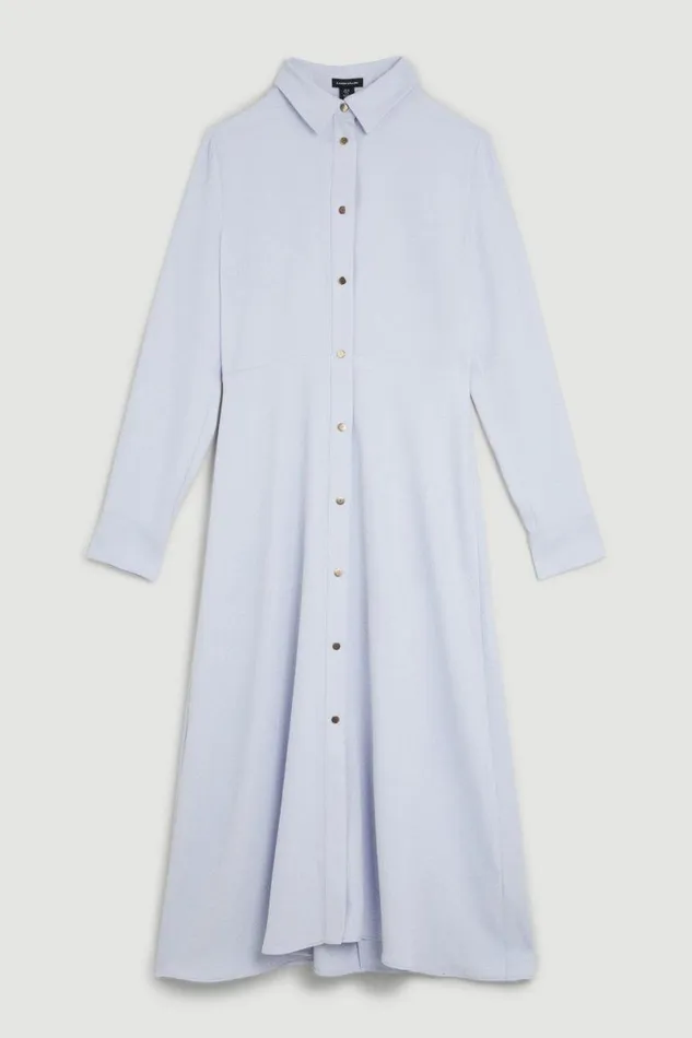 Soft Tailored Cut Out Back Detail Midi Shirt Dress Pale Blue Women Karen Millen Dresses
